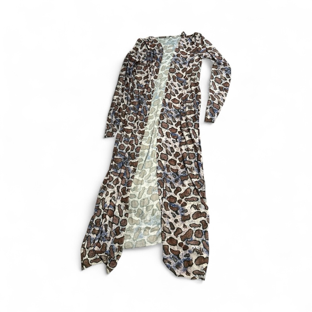Y2K Leopard Print Long Cardigan Sweater